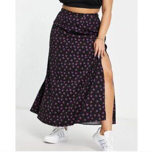 Fashion Union Women's Plus Floral Bias Cut Maxi Skirt Summer- 16